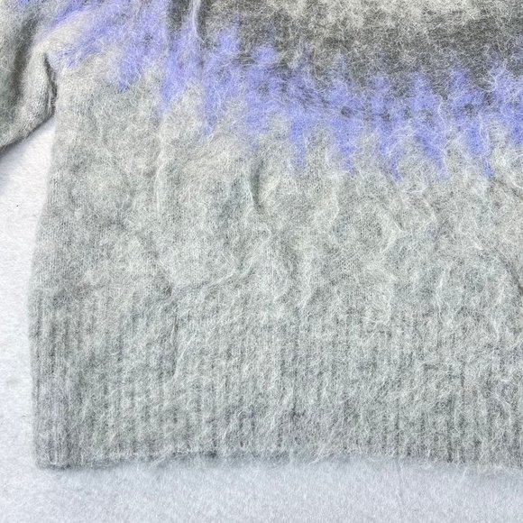 BANANA REPUBLIC Womens S Fair Isle Gray Mutli Alpaca Soft Funnel Neck Sweater - Picture 5 of 12